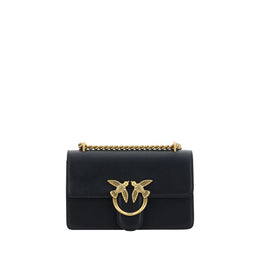 PINKO Black Calf Leather Bos Taurus Shoulder Bag