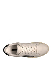 Dolce & Gabbana White Suede Leather Low Top Sneakers Shoes