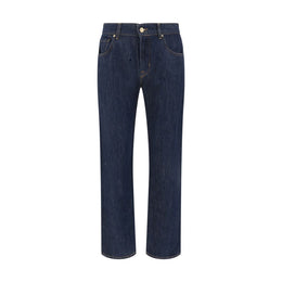 7FOR Blue Cotton Straight-Leg Jeans