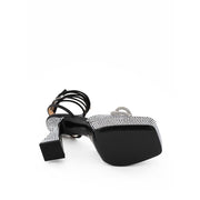 MACH & MACH Black Leather Stiletto Heel Sandals