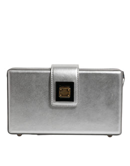 Dolce & Gabbana Metallic Silver DG BOX Leather Shoulder Strap Bag