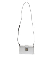 Dolce & Gabbana Metallic Silver DG BOX Leather Shoulder Strap Bag