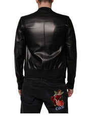 Dolce & Gabbana Black Lambskin Full Zip Biker Blouson Jacket