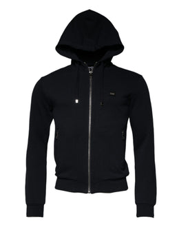 Dolce & Gabbana Blue Logo Full Zip Hooded Sweatshirt Sweater