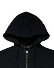 Dolce & Gabbana Blue Logo Full Zip Hooded Sweatshirt Sweater