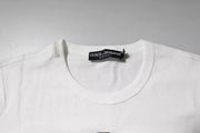 Dolce & Gabbana White Cotton Logo Floral Crew Neck T-shirt