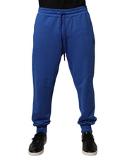 Dolce & Gabbana Blue Cotton Jogger Mid Waist Pants