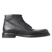 Dolce & Gabbana Black Leather Lace-Up Boots