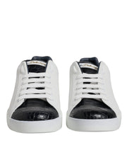Dolce & Gabbana White Black Leather Portofino Sneaker Shoes