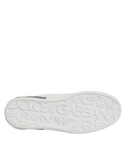Dolce & Gabbana White Black Leather Portofino Sneaker Shoes