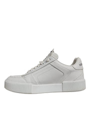 Dolce & Gabbana White Miami Leather Low Top Sneakers Shoes