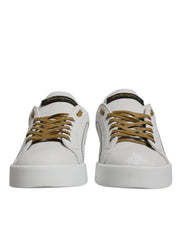 Dolce & Gabbana White Gold Leather Low Top Sneakers Shoes