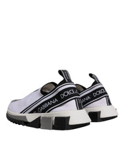 Dolce & Gabbana White Black Slip On Sorrento Sneakers Shoes