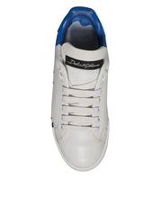 Dolce & Gabbana White Blue Logo Portofino Sneakers Shoes