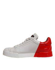 Dolce & Gabbana White Red Logo Portofino Sneakers Shoes