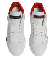 Dolce & Gabbana White Red Logo Portofino Sneakers Shoes