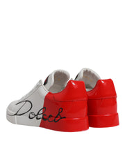 Dolce & Gabbana White Red Logo Portofino Sneakers Shoes