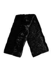 Dolce & Gabbana Black Fur Shawl Neck Wrap Cover Collar Scarf