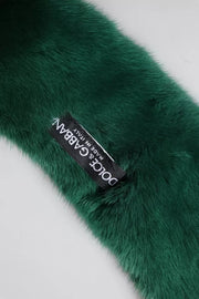Dolce & Gabbana Green Mink Fur Collar Women Neck Wrap Scarf