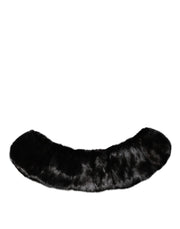 Dolce & Gabbana Black Fur Shawl Neck Wrap Cover Collar Scarf