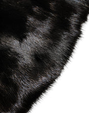 Dolce & Gabbana Black Fur Shawl Neck Wrap Cover Collar Scarf