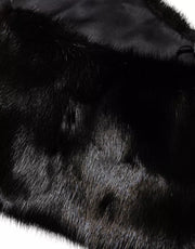 Dolce & Gabbana Black Fur Shawl Neck Wrap Cover Collar Scarf