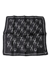 Dolce & Gabbana Black Horseshoe Silk Square Handkerchief Scarf