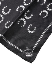 Dolce & Gabbana Black Horseshoe Silk Square Handkerchief Scarf
