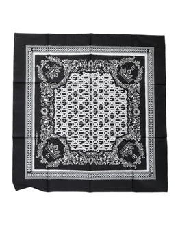 Dolce & Gabbana Black Logo Monogram Cotton Handkerchief Scarf