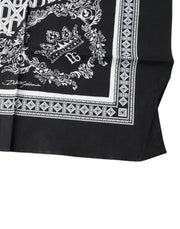 Dolce & Gabbana Black Logo Monogram Cotton Handkerchief Scarf