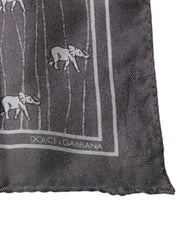Dolce & Gabbana Brown Elephant Fantasy Handkerchief Scarf