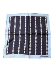 Dolce & Gabbana Blue Heart Spade Silk Handkerchief Scarf