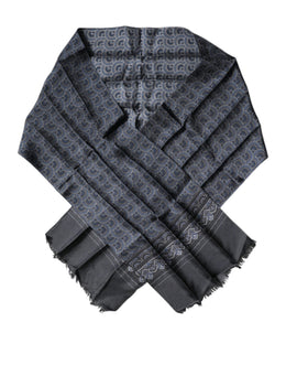 Dolce & Gabbana Dark Blue Fantasy Silk Neck Wrap Shawl Scarf