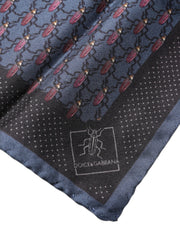 Dolce & Gabbana Dark Blue Beetle Square Handkerchief Scarf