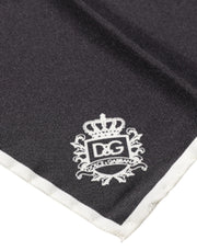 Dolce & Gabbana Black Crown Logo Square Handkerchief Scarf