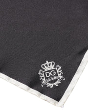 Dolce & Gabbana Black Crown Logo Square Handkerchief Scarf