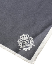 Dolce & Gabbana Gray Crown Logo Square Handkerchief Scarf