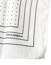 Dolce & Gabbana White Polka Dots Square Handkerchief Scarf