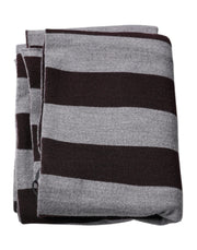 Dolce & Gabbana Black Gray Stripes Wool Neck Wrap Scarf