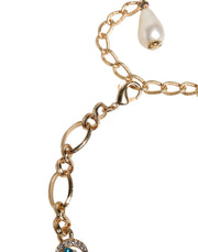 Dolce & Gabbana Gold Brass Pietre Oval Crystal Embellished Necklace