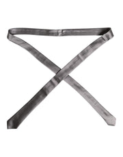 Dolce & Gabbana Metallic Silver Silk Adjustable Necktie Tie