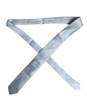 Dolce & Gabbana Light Blue Solid Silk Adjustable Necktie Tie