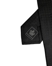Dolce & Gabbana Black Patterned Silk Adjustable Necktie Tie