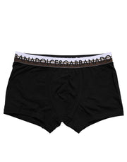 Dolce & Gabbana Black Cotton Stretch Regular Boxer Underwear