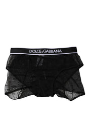 Dolce & Gabbana Black Tulle Nylon Mid Waist Panty Underwear