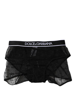 Dolce & Gabbana Black Tulle Nylon Mid Waist Panty Underwear