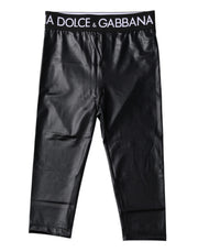 Dolce & Gabbana Black Logo Nylon Cropped Tights Pants Underwear