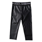 Dolce & Gabbana Black Logo Nylon Cropped Tights Pants Underwear