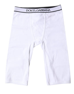 Dolce & Gabbana White Logo Cotton Cropped Tights Underwear