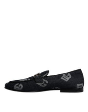 Dolce & Gabbana Black Logo Cotton Loafers Formal Dress Shoes